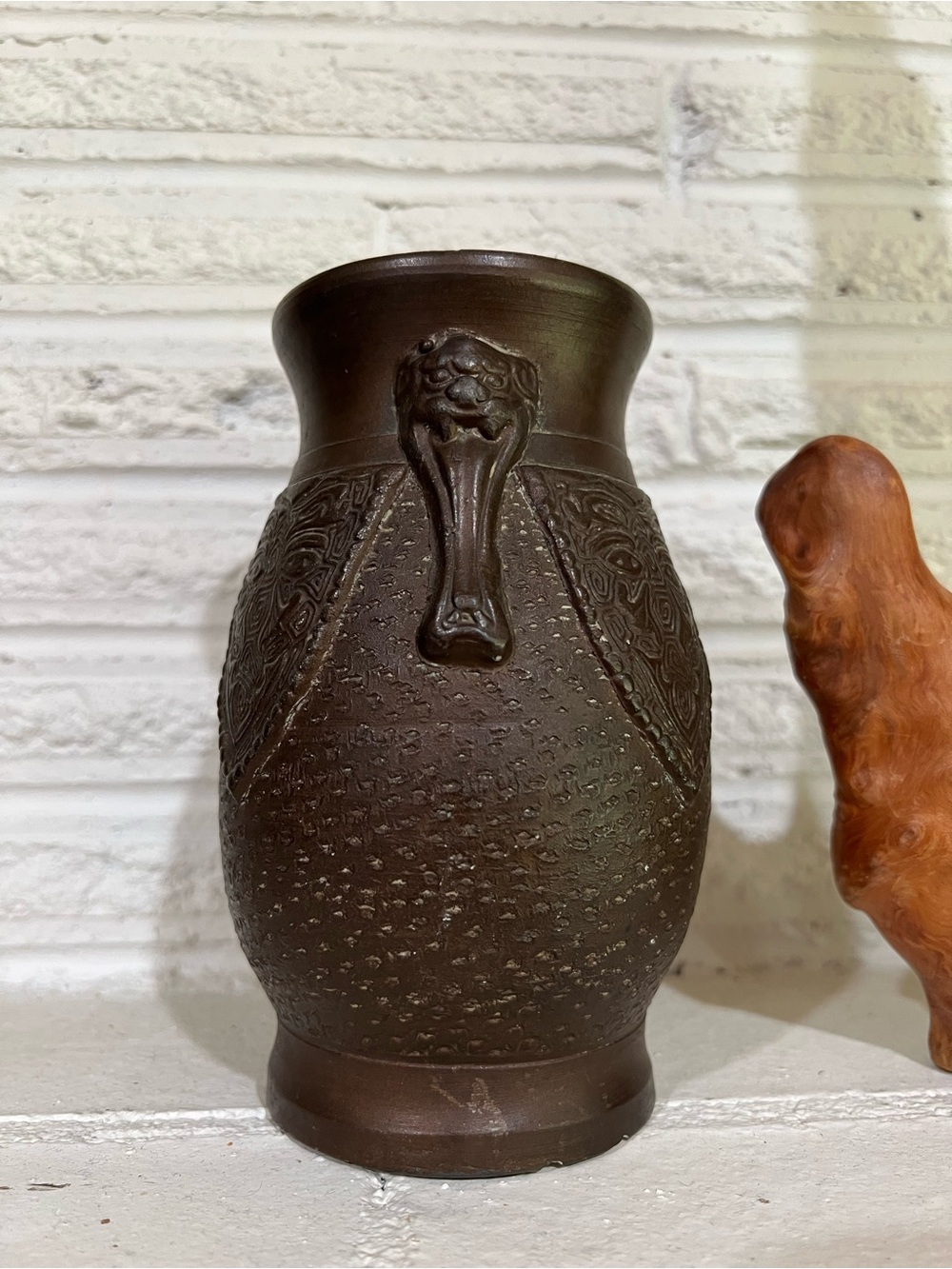 Vintage Tokanabe Dark Brown Ceramic Vase Made in Japan